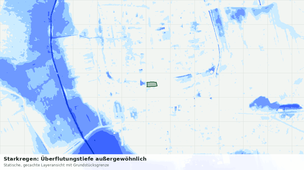 Statische Kartenansicht: Starkregen: Überflutungstiefe außergewöhnlich