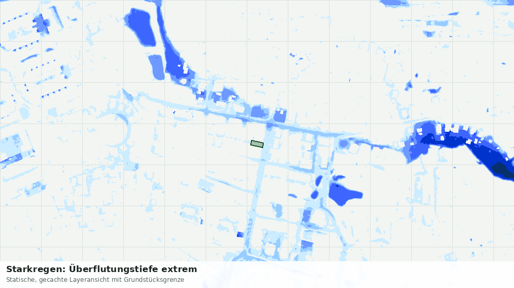 Statische Kartenansicht: Starkregen: Überflutungstiefe extrem