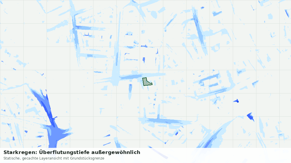 Statische Kartenansicht: Starkregen: Überflutungstiefe außergewöhnlich