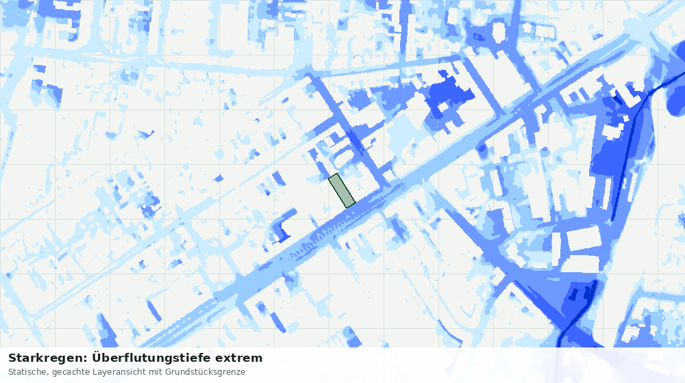 Statische Kartenansicht: Starkregen: Überflutungstiefe extrem