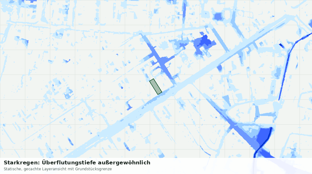 Statische Kartenansicht: Starkregen: Überflutungstiefe außergewöhnlich