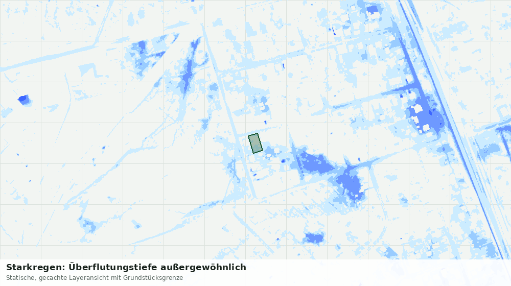 Statische Kartenansicht: Starkregen: Überflutungstiefe außergewöhnlich