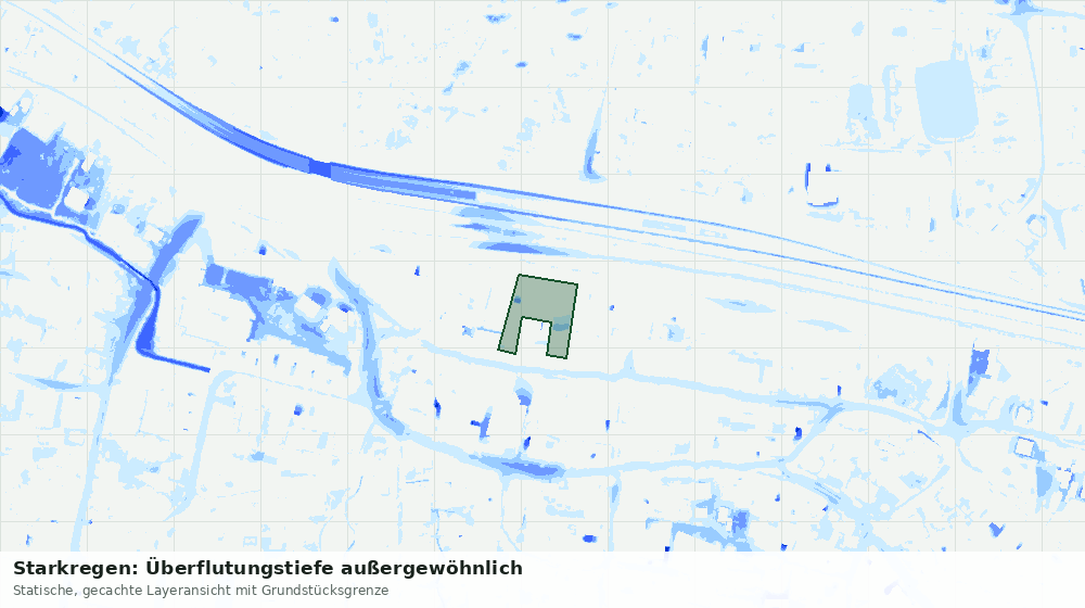 Statische Kartenansicht: Starkregen: Überflutungstiefe außergewöhnlich