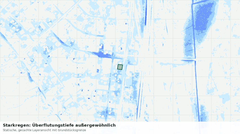 Statische Kartenansicht: Starkregen: Überflutungstiefe außergewöhnlich
