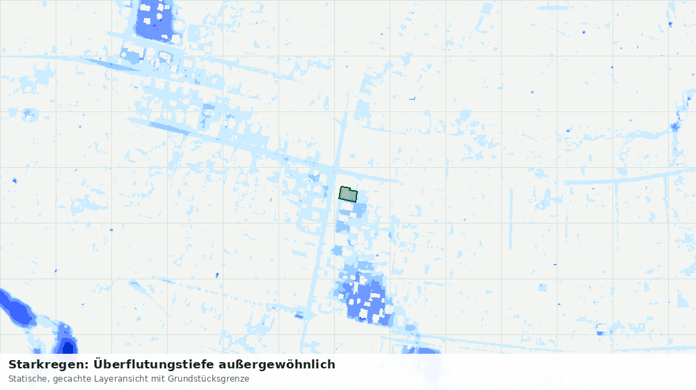 Statische Kartenansicht: Starkregen: Überflutungstiefe außergewöhnlich