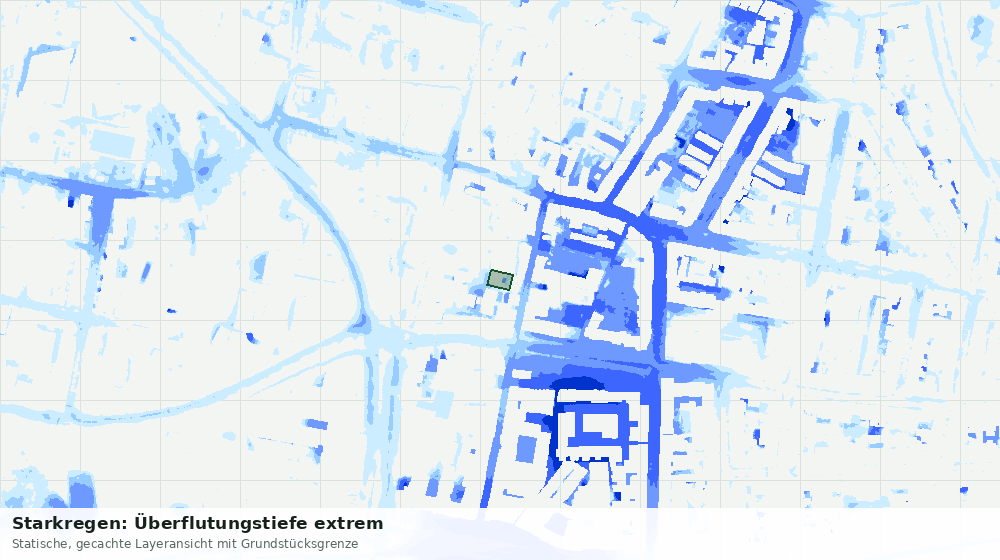 Statische Kartenansicht: Starkregen: Überflutungstiefe extrem