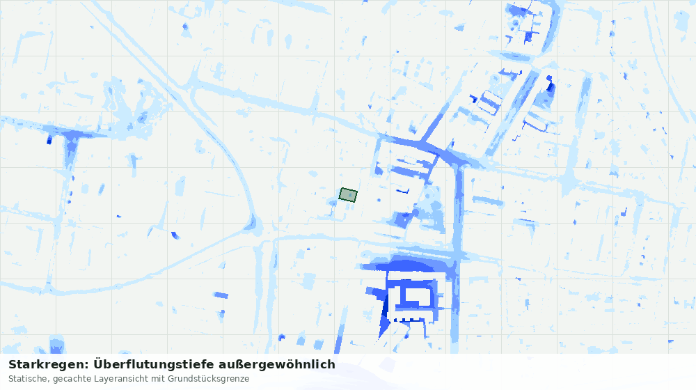 Statische Kartenansicht: Starkregen: Überflutungstiefe außergewöhnlich