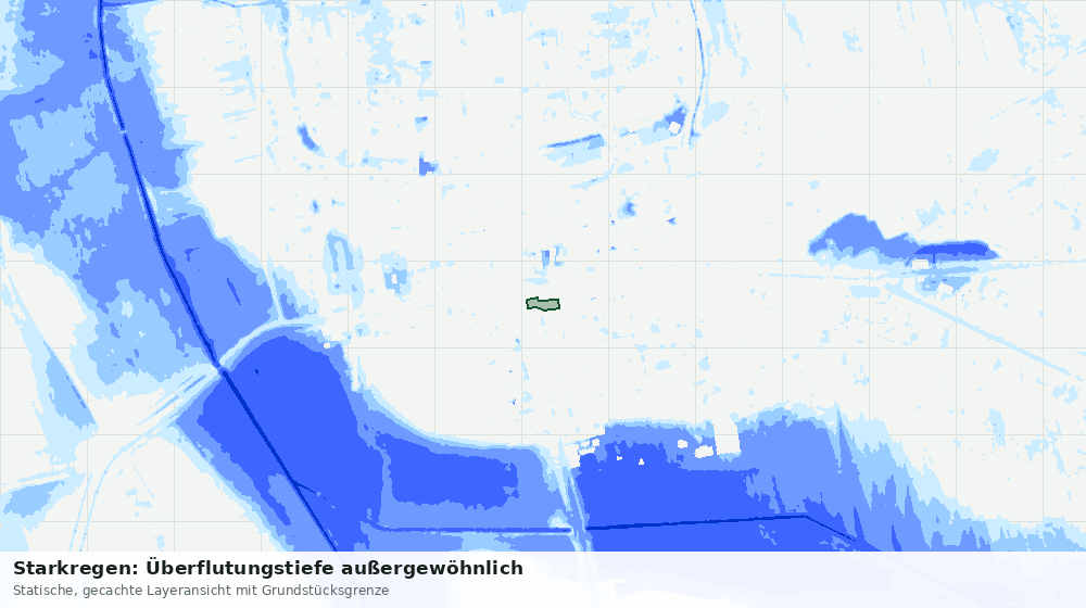 Statische Kartenansicht: Starkregen: Überflutungstiefe außergewöhnlich