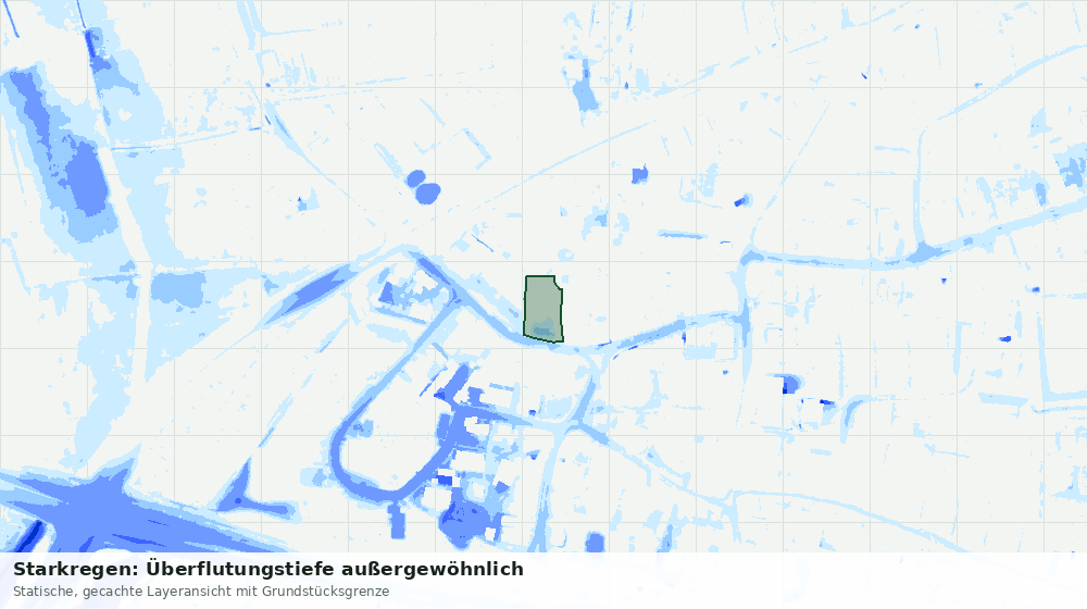 Statische Kartenansicht: Starkregen: Überflutungstiefe außergewöhnlich