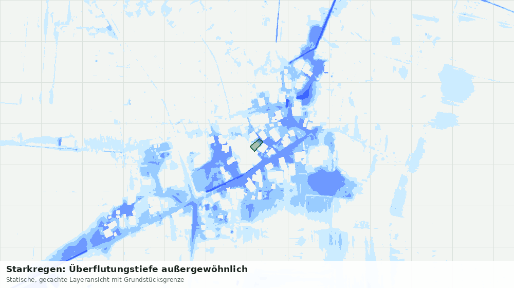 Statische Kartenansicht: Starkregen: Überflutungstiefe außergewöhnlich