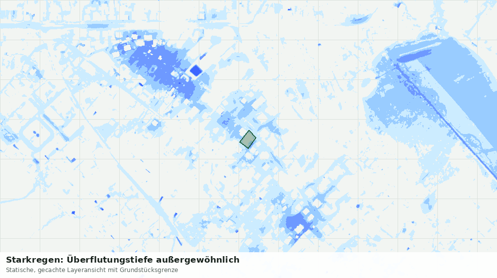 Statische Kartenansicht: Starkregen: Überflutungstiefe außergewöhnlich