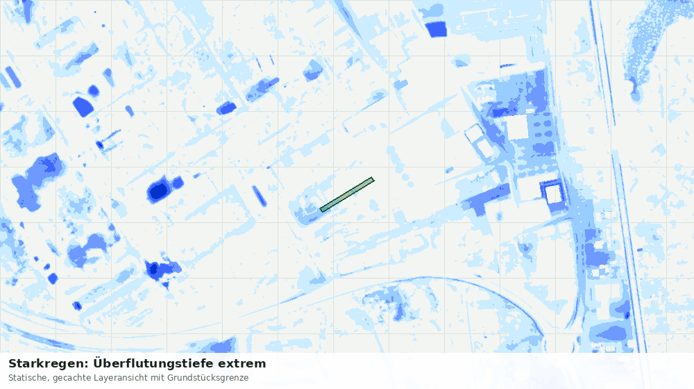 Statische Kartenansicht: Starkregen: Überflutungstiefe extrem