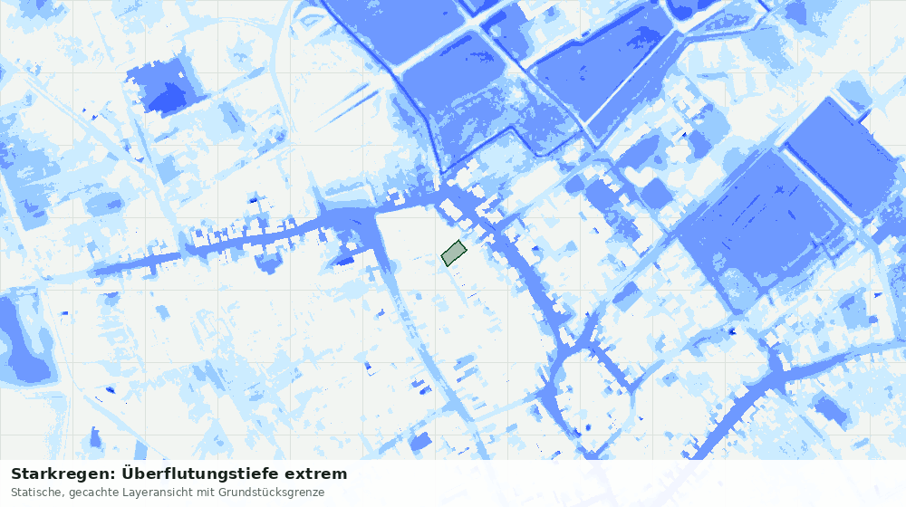 Statische Kartenansicht: Starkregen: Überflutungstiefe extrem