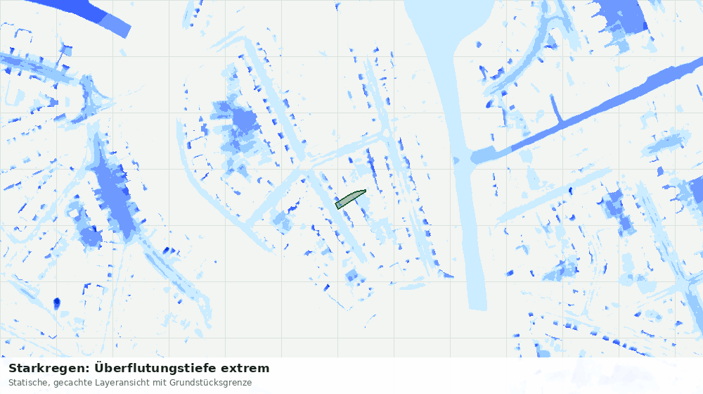 Statische Kartenansicht: Starkregen: Überflutungstiefe extrem