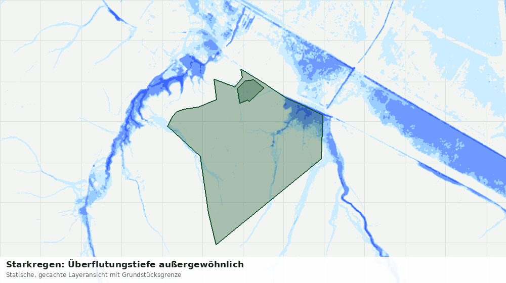 Statische Kartenansicht: Starkregen: Überflutungstiefe außergewöhnlich