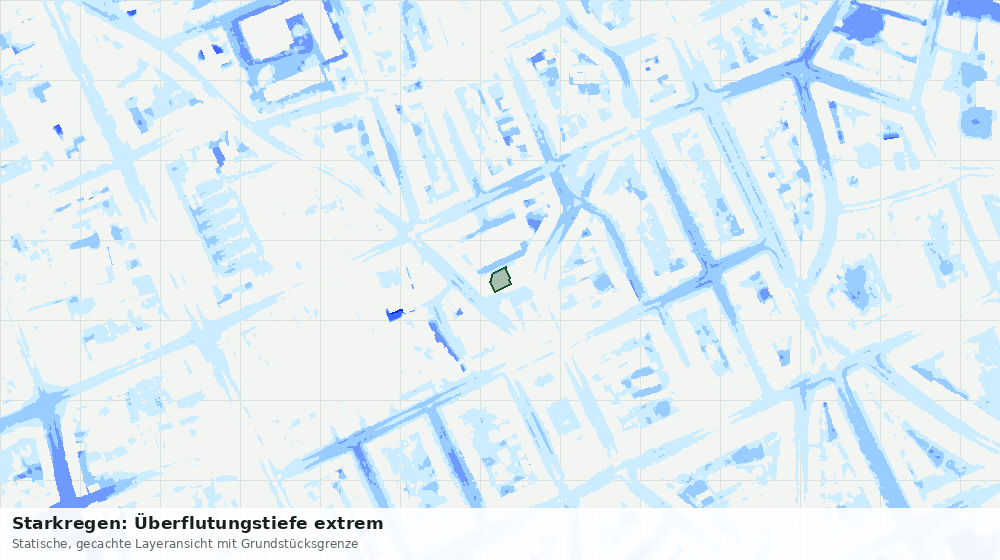 Statische Kartenansicht: Starkregen: Überflutungstiefe extrem
