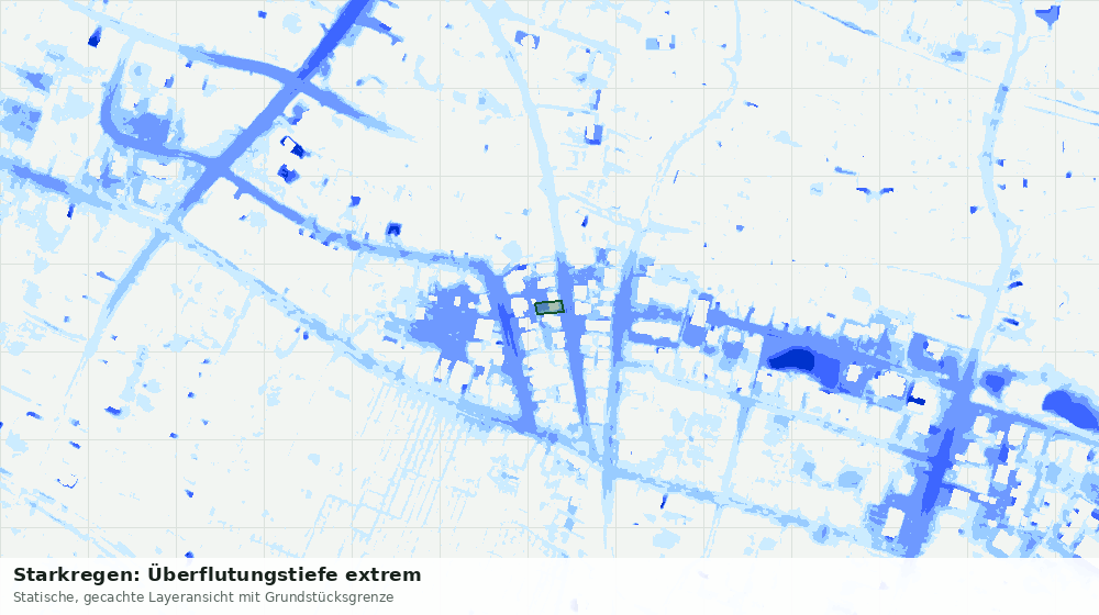 Statische Kartenansicht: Starkregen: Überflutungstiefe extrem