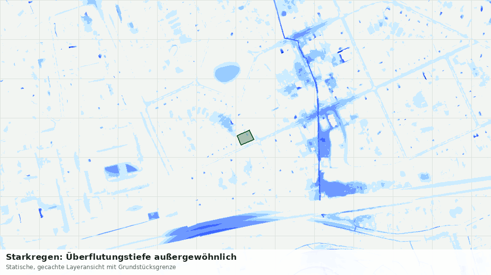 Statische Kartenansicht: Starkregen: Überflutungstiefe außergewöhnlich