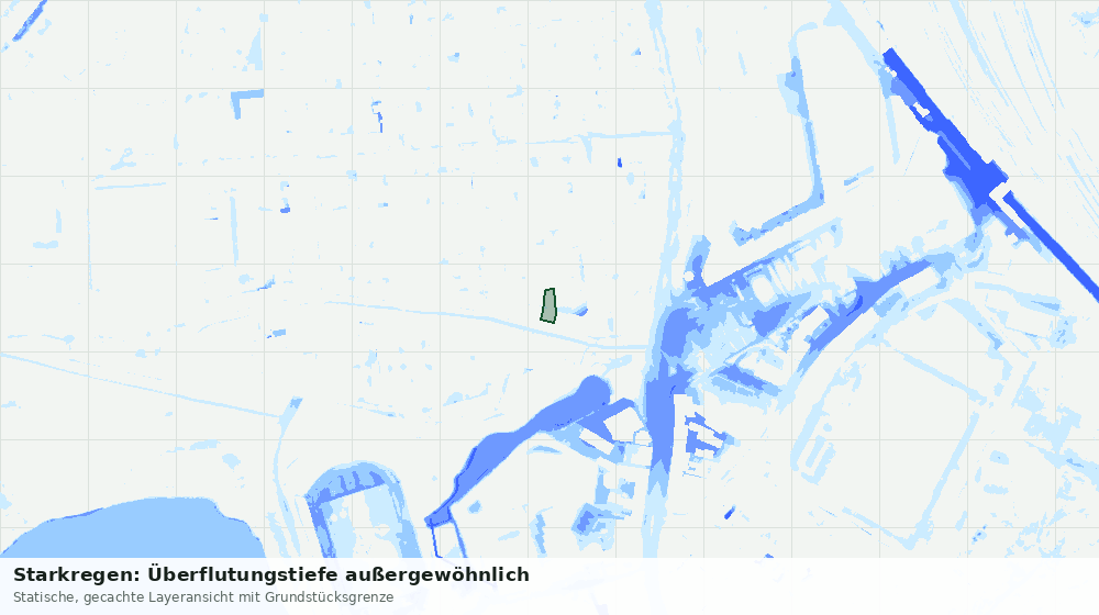 Statische Kartenansicht: Starkregen: Überflutungstiefe außergewöhnlich