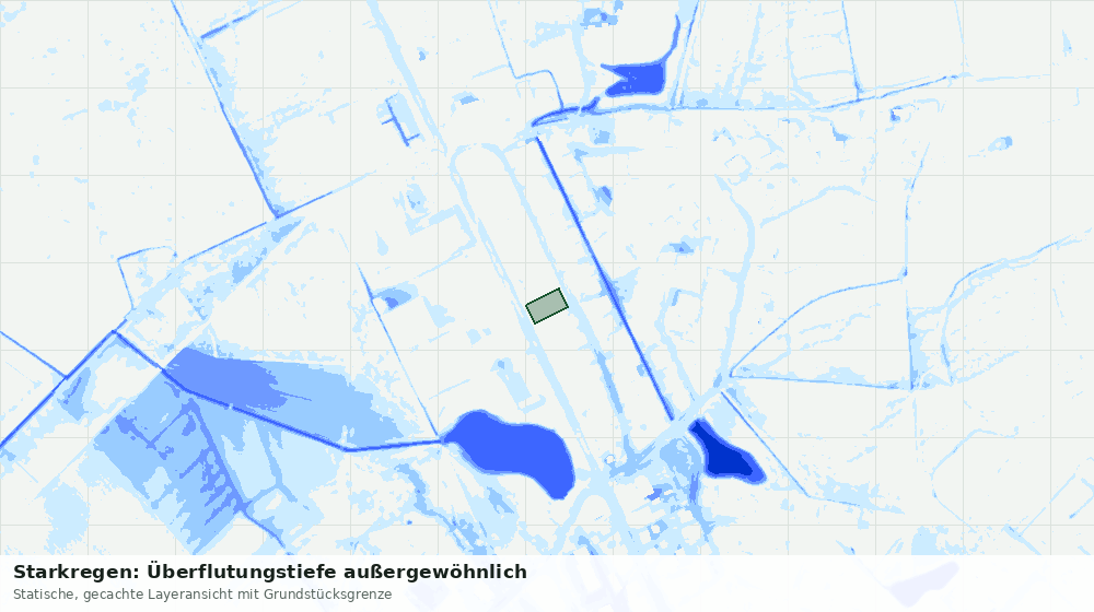 Statische Kartenansicht: Starkregen: Überflutungstiefe außergewöhnlich