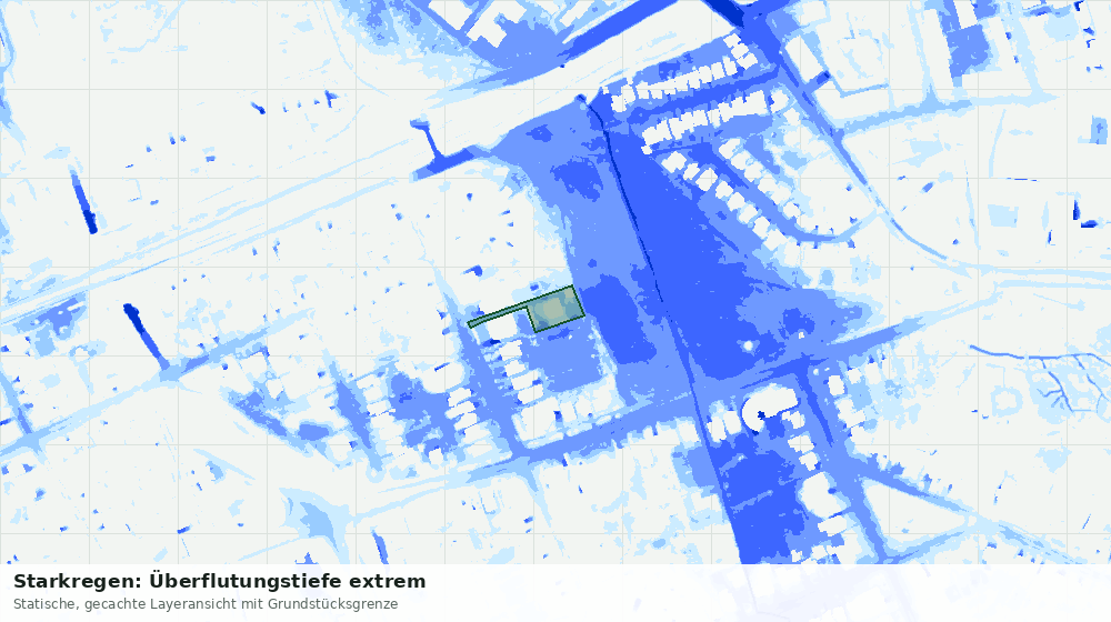 Statische Kartenansicht: Starkregen: Überflutungstiefe extrem