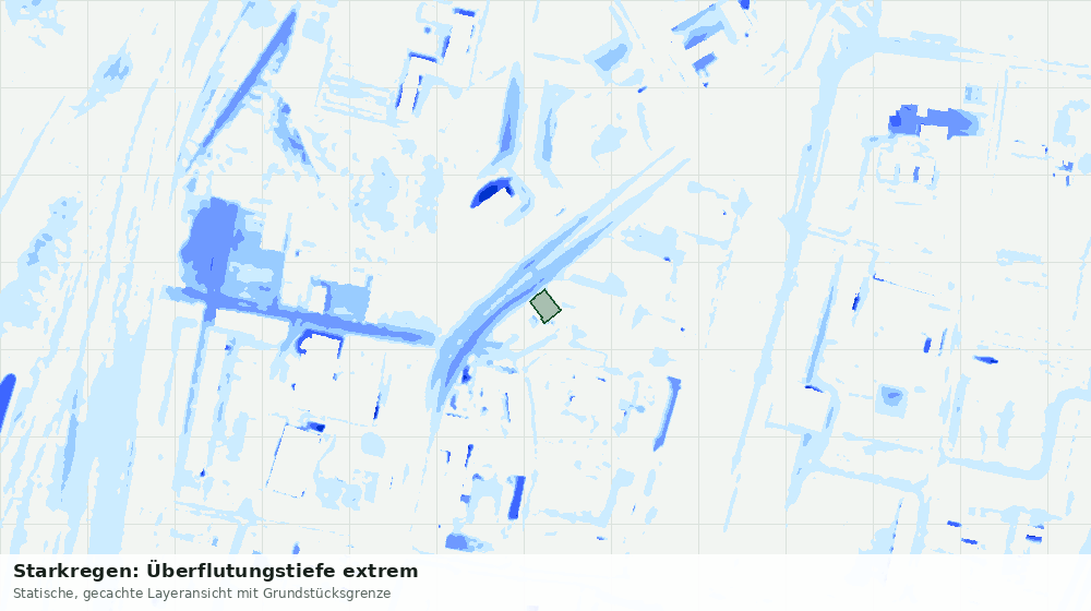 Statische Kartenansicht: Starkregen: Überflutungstiefe extrem