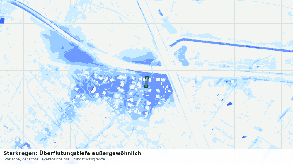 Statische Kartenansicht: Starkregen: Überflutungstiefe außergewöhnlich