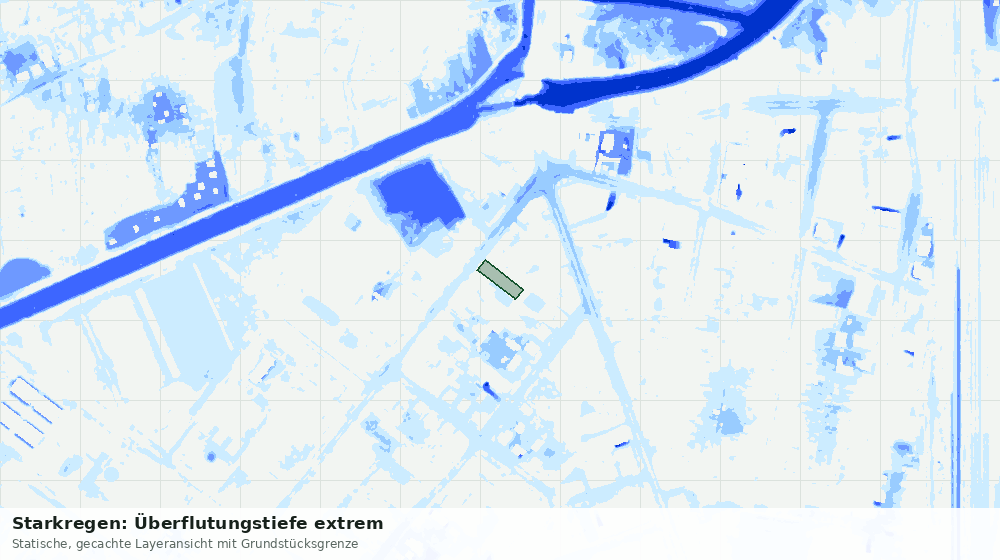 Statische Kartenansicht: Starkregen: Überflutungstiefe extrem