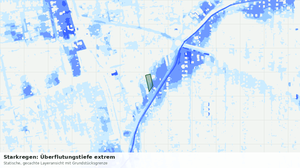 Statische Kartenansicht: Starkregen: Überflutungstiefe extrem