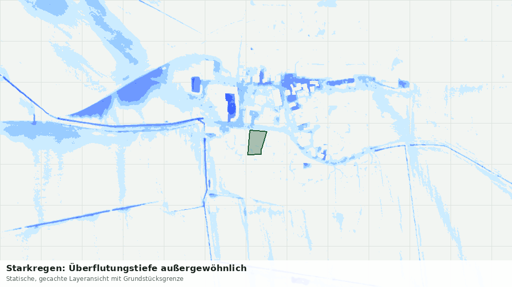 Statische Kartenansicht: Starkregen: Überflutungstiefe außergewöhnlich