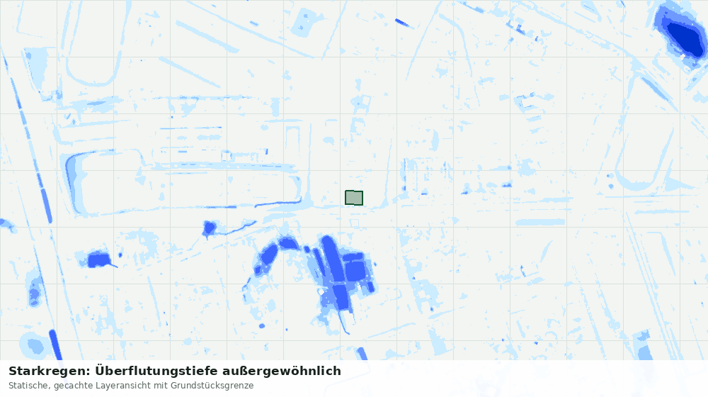 Statische Kartenansicht: Starkregen: Überflutungstiefe außergewöhnlich