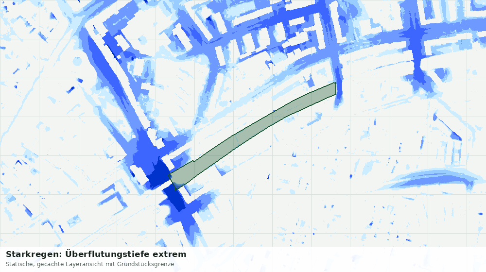 Statische Kartenansicht: Starkregen: Überflutungstiefe extrem