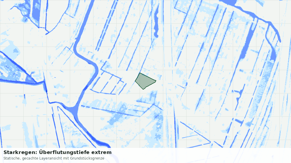 Statische Kartenansicht: Starkregen: Überflutungstiefe extrem