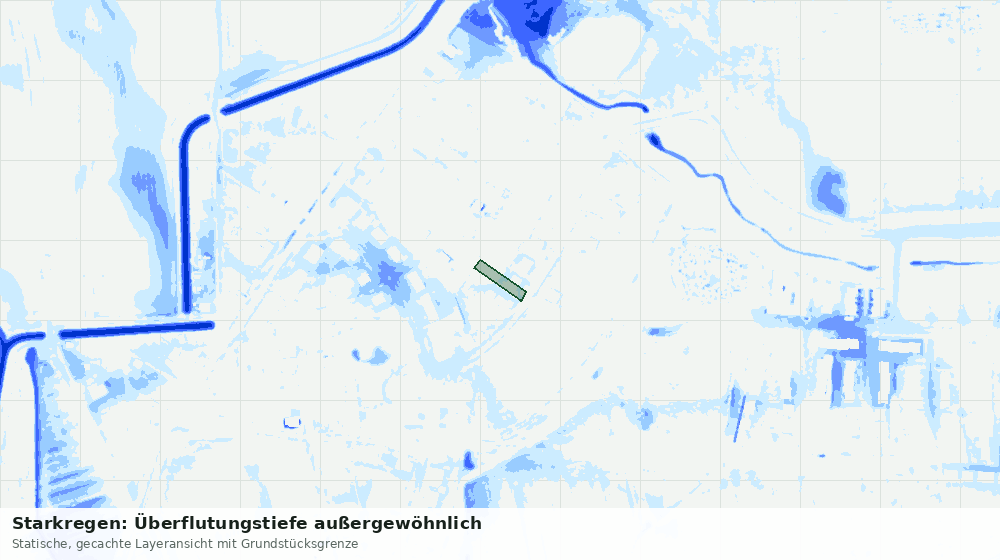 Statische Kartenansicht: Starkregen: Überflutungstiefe außergewöhnlich