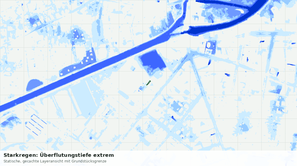 Statische Kartenansicht: Starkregen: Überflutungstiefe extrem