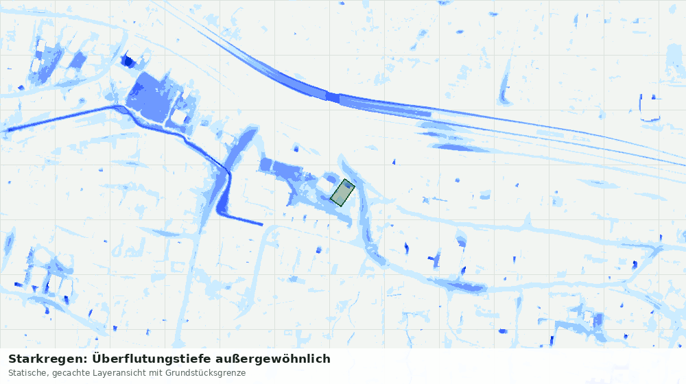 Statische Kartenansicht: Starkregen: Überflutungstiefe außergewöhnlich