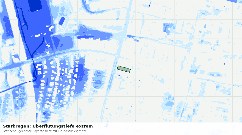 Statische Kartenansicht: Starkregen: Überflutungstiefe extrem