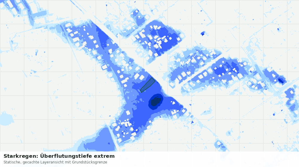 Statische Kartenansicht: Starkregen: Überflutungstiefe extrem