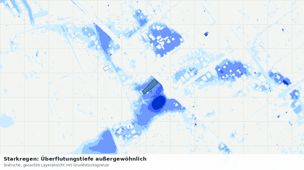 Statische Kartenansicht: Starkregen: Überflutungstiefe außergewöhnlich