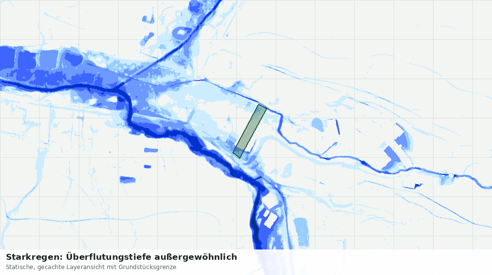 Statische Kartenansicht: Starkregen: Überflutungstiefe außergewöhnlich