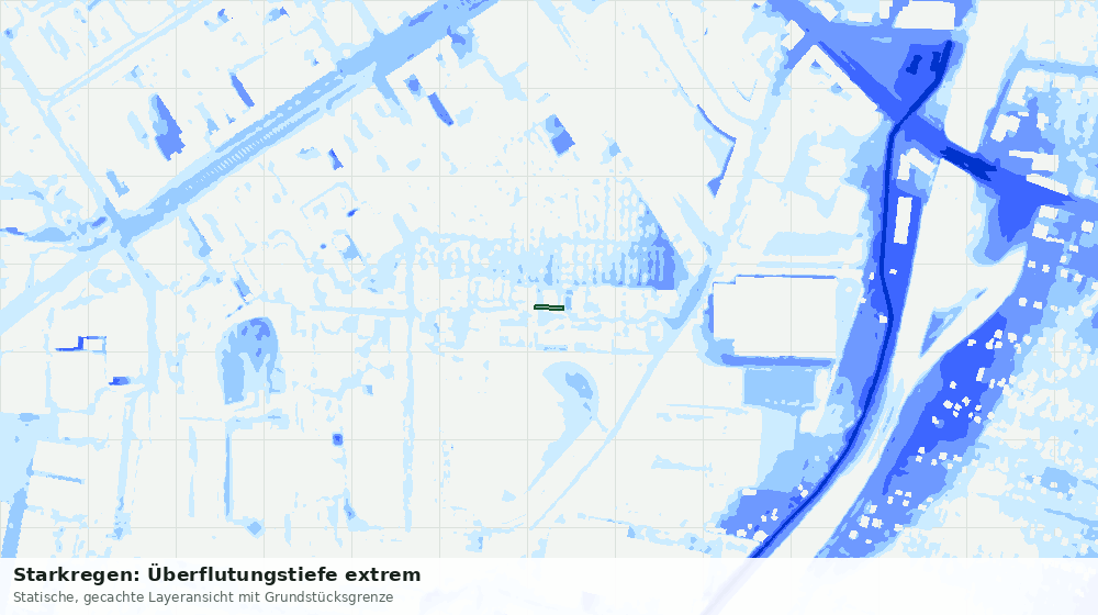 Statische Kartenansicht: Starkregen: Überflutungstiefe extrem