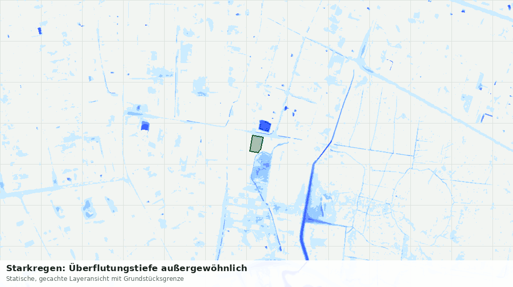 Statische Kartenansicht: Starkregen: Überflutungstiefe außergewöhnlich