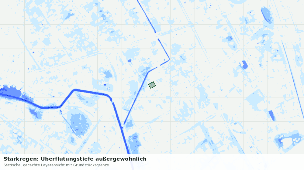 Statische Kartenansicht: Starkregen: Überflutungstiefe außergewöhnlich