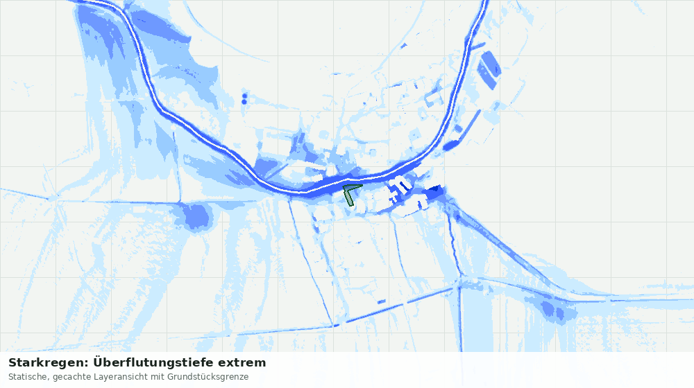 Statische Kartenansicht: Starkregen: Überflutungstiefe extrem