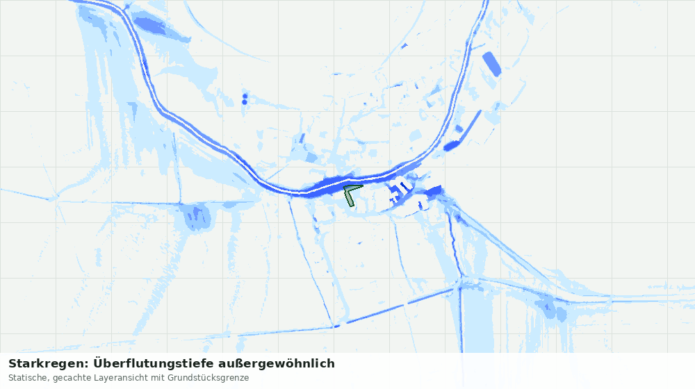 Statische Kartenansicht: Starkregen: Überflutungstiefe außergewöhnlich