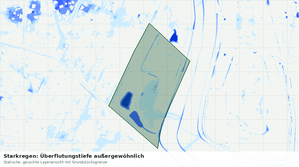 Statische Kartenansicht: Starkregen: Überflutungstiefe außergewöhnlich