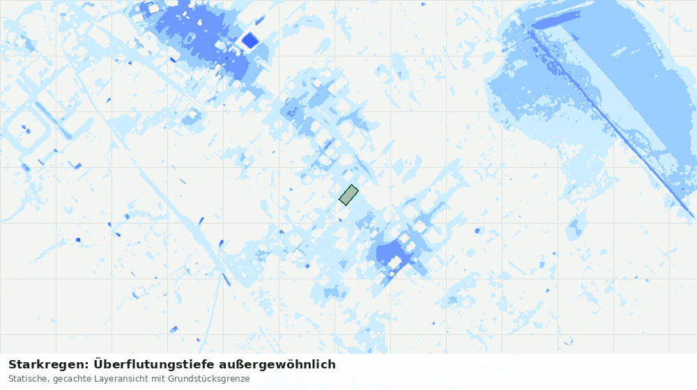 Statische Kartenansicht: Starkregen: Überflutungstiefe außergewöhnlich