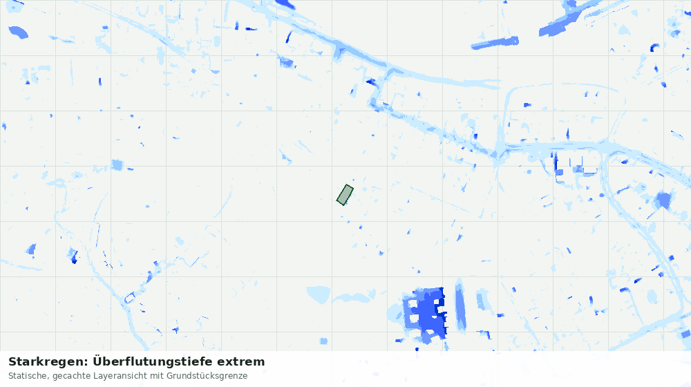Statische Kartenansicht: Starkregen: Überflutungstiefe extrem