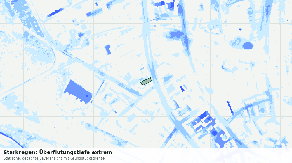 Statische Kartenansicht: Starkregen: Überflutungstiefe extrem