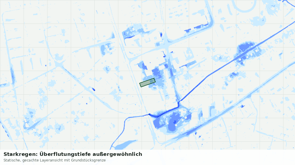 Statische Kartenansicht: Starkregen: Überflutungstiefe außergewöhnlich